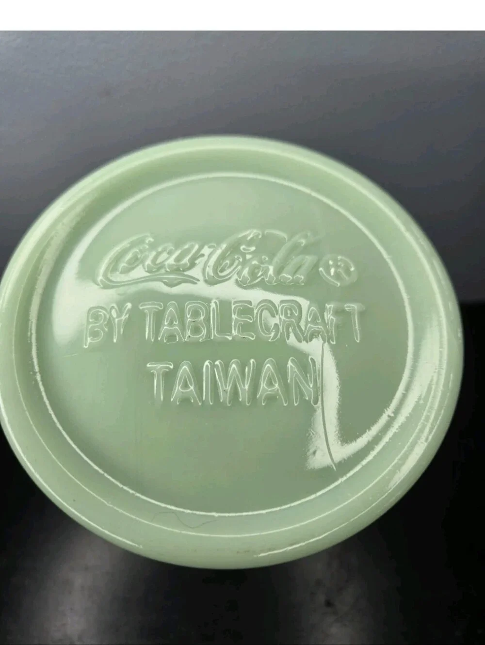 Green Jadeite Coca-Cola Glass Kitchen Canister New/Sealed 38ozw Cork Lid R.E.A.D